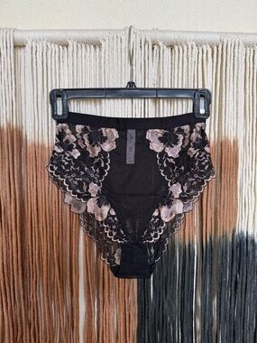 Black and blush pink high waisted, sheer Auden panties; BRAND NEW, NEVER WORN